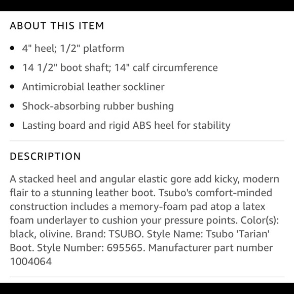 FINAL CALL! Amazing! New! Never Worn ‘Tsubo’ Tarian Black Tall Boots! Size 6! - Picture 15 of 16